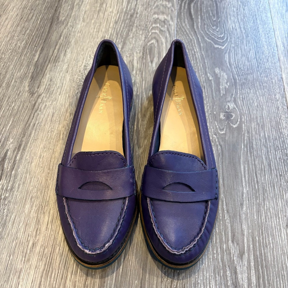 Cole Haan Nike Air Purple Leather Penny Loafers Women’s Size 6B